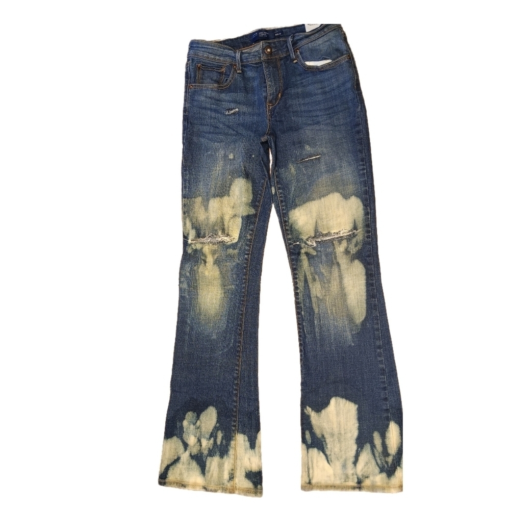 Levi Boot Cut Jeans Distressed Mid Wash Blue Fit 28x29 Tag 27/4